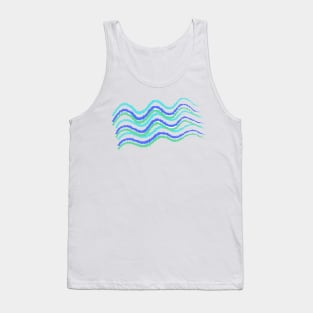 blue green water waves art Tank Top